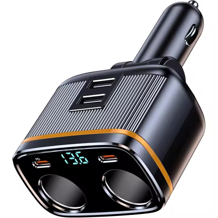 Adaptador para coche C, adaptador de cargador USB para encendedor de cigarrillos - 1
