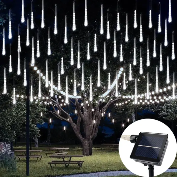 Luces De Lluvia De Meteoros Solares 30cm Con 8 Tubos Y 192 LEDs Luz De Hidraulico Impermeable Para Decoración De Navidad - 1