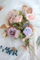 25pcs Flores Artificiales De Blush Realistas Con Tallos Rosas De Esponja Para Boda DIY Centros De Mesa De Baile De Novia - details 3