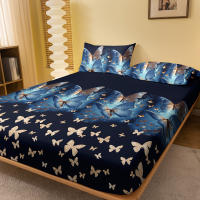 Sábana Ajustada Moderna Y Sencilla Con Estampado De Mariposa Mate Para Dormitorio Cobertura De Cama De Poliéster 100% Sin Almohadillas - details 1