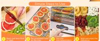 Aigostar Deshidratador Eléctrico de Alimentos, 240W, Control de Temperatura 35-70°C, Temporizador 99h, 5 Bandejas Extraíbles, Cuerpo de Acero Inoxidable, para Carne, Fruta y Verdura, Libre de BPA - details 3