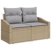 Sofá de jardín para 2 personas con cojines beige de poliratán - details 1