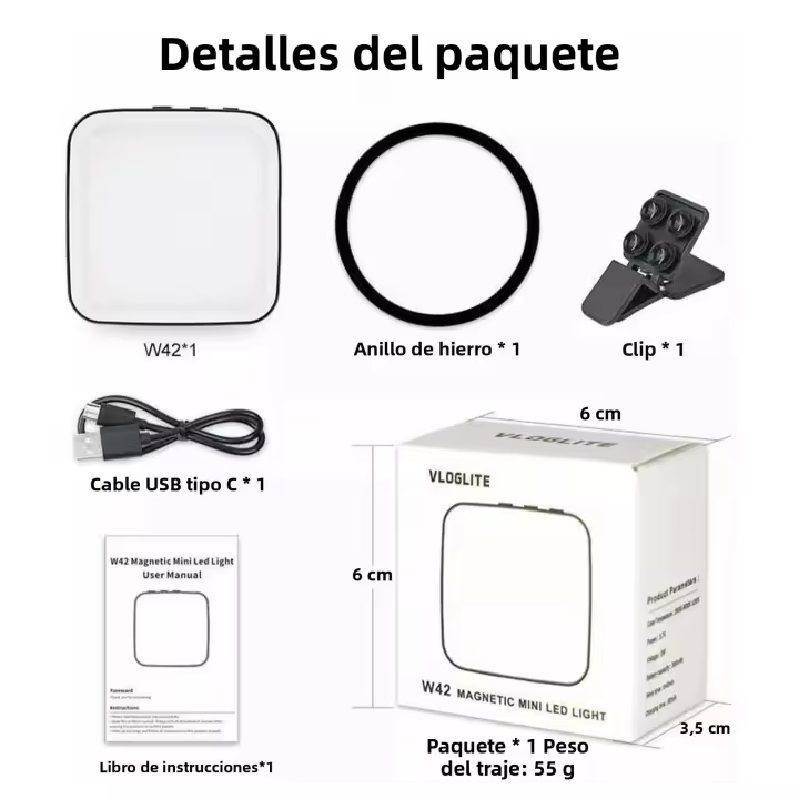 Luz De Billetera Magnética Mini Para iPhone 12 13 14 15 Serie LED Cube Con Clip Para Maquillaje Vlog Luz De Video De Cámara - 1