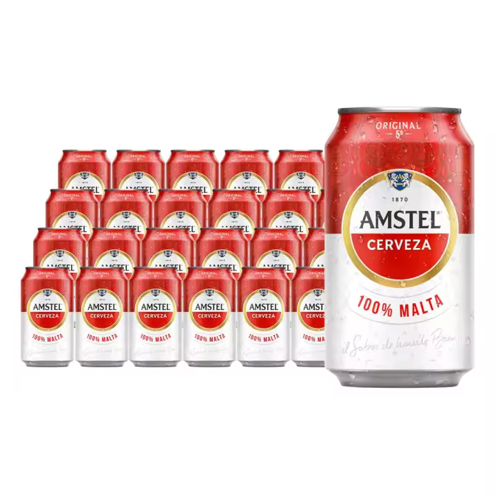 AMSTEL cerveza 100% malta 5% vol. alc. lata 330 ml - Caja 24 uds - 1