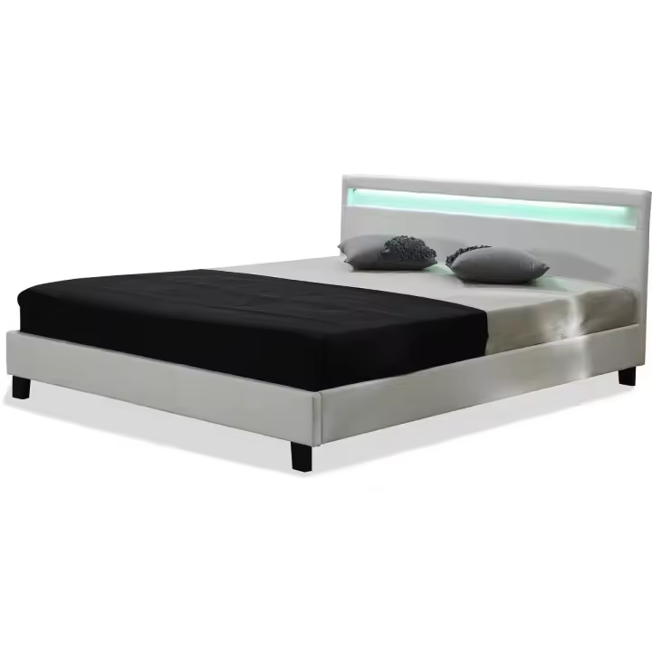 Cama con cabecero LED "Maria"- 160 x 200 cm - Blanco - 1