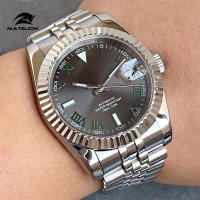 Reloj De Buceo Matelion 200M Impermeable Con Pantalla De Esmeralda Número Romano Verde Oscuro Y Dial Gris NH35A Correa De Acero Para Hombres 36mm 39mm - details 0