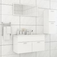 vidaXL Juego de muebles de baño 3 piezas madera ingeniería envejecida en color Madera antigua/Blanco brillante/Blanco y más | almacenamiento funcional diseño moderno para baño dormitorio sala - details 1