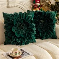 Funda de almohada con flores rojas y verdes, pétalos navideños, cojín para sofá, almohada para hotel, alojamiento familiar, coche - details 4