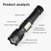 Linterna LED De 100W Más Potente Con Cargador Tipo-C Y Batería Integrada 4000 mAh Zoom Luz De Destello Super Brillante Para Aventuras Al Aire Libre Y Rescate - details 1