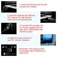 Ociodual Cable Adaptador VGA Macho a HDTV Hembra con Salida de Audio MIni Jack 3,5mm Negro Convertidor Conversor HDTV 1080p - details 5