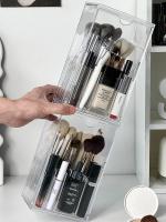 Caja De Almacenamiento Para Cepillos De Maquillaje Transparente Con Tapa Gran Capacidad Contenedor De Labiales Inclinados Organizador De Mesita De Vestir - details 6