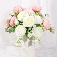 Flores Artificiales De Seda Blanca Peonía DociDaci Para Decoración De Hogar Y Vaso Arreglo De Boda Accesorios De Fiesta Navidad Wreath - details 5