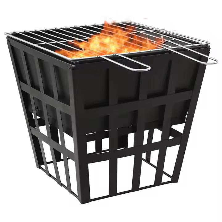 vidaXL Brasero y barbacoa 2 en 1 de acero 34x34x48 cm - 1