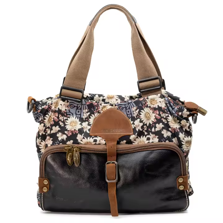 DUNNE BRAND YAN SHUANG Bolso “Crisantemo” - Blanco y Negro, Algodón y Piel, Hecho a Mano, Regalo Especial para Mujer - 1