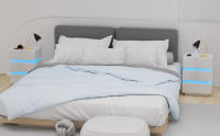Rcynview Mesa de noche  con 3 cajones de madera blanca organizador de gran espacio para dormitorio y salón 45 x 35 x 62 cm - details 0