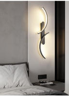 Lámpara De Pared Moderna En Forma De C LED Minimalista Para Decoración De Hogar Sala De Estar Dormitorio Pasillo Oficina Instalación En Pared Material Aluminio Negro - details 7