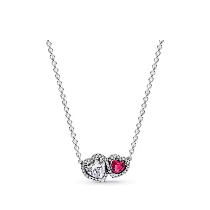 PANDORA Collar Brillante Favorito Collar Corazón a Corazón Rojo - 1