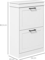 Mueble para zapatos, 2 puertas abatibles, estantes ajustables, para entrada, pasillo, 54 x 24 x 82,5 cm, color blanco - details 2