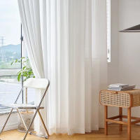 Cortina Moderna Y Minimalista De Color Sólido Translúcida Para Decoración De Sala De Estar 1 Pieza Con Bolso De Percha Proporciona Privacidad - details 5