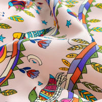 Pañuelo Cuadrado De Patrón Geométrico 35.43" Imitación De Seda Satén Ligero Para El Verano Sunscreen Bandana Decoración De Bolso De Mano Para Mujeres - details 6