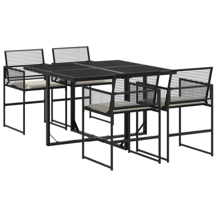 vidaXL Set de muebles jardín 5 pzas con cojines ratán sintético negro - 1