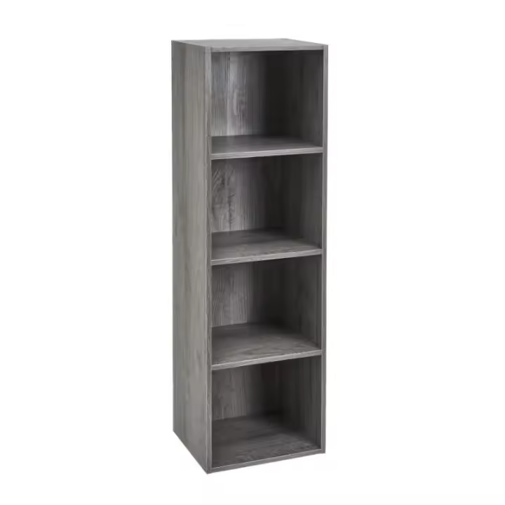 Dcasa Estantería cubo flotante 3 estantes de madera gris de 30x24x106 cm - 1