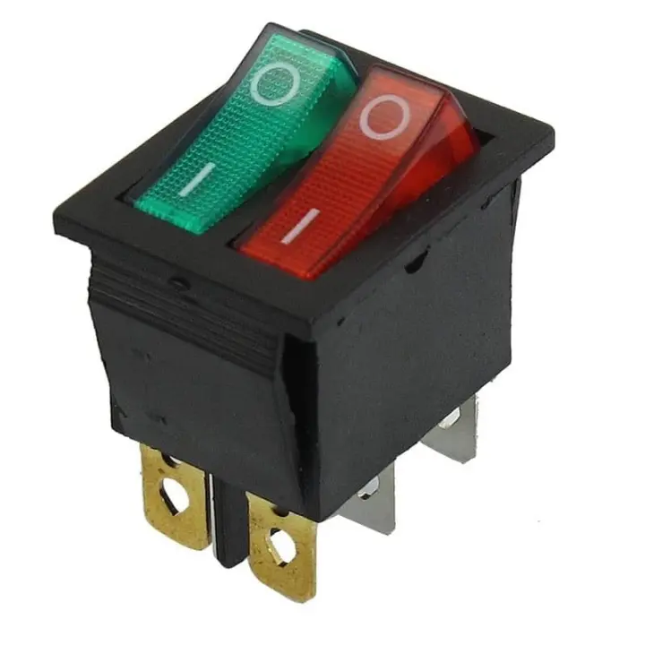 CABLEPELADO - Interruptor basculante ON/OFF, SPST 6 pines | Interruptor 6 terminales | 16A 250VAC | 20A 125VAC | Luz Roja y Verde - 1