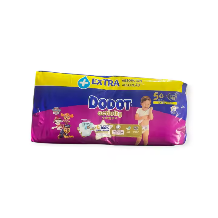 Dodot Bebé Activity Pañales Talla 5+ (12-17 kg) – Máxima Absorción, Ajuste Total 3D, 48 Unidades - 1