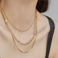 Collar Multicapa De Acero Inoxidable L316 ANENJERY Para Mujer Estilo Vintage INS Cadena De Suéter Joyería De Moda - details 3