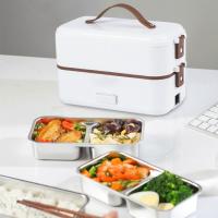 Self Cooking Electric Lunch Box, Portable Food Warmer, Mini Rice Cooker 1/2 Layers Heated Lunch Box For Office - details 1