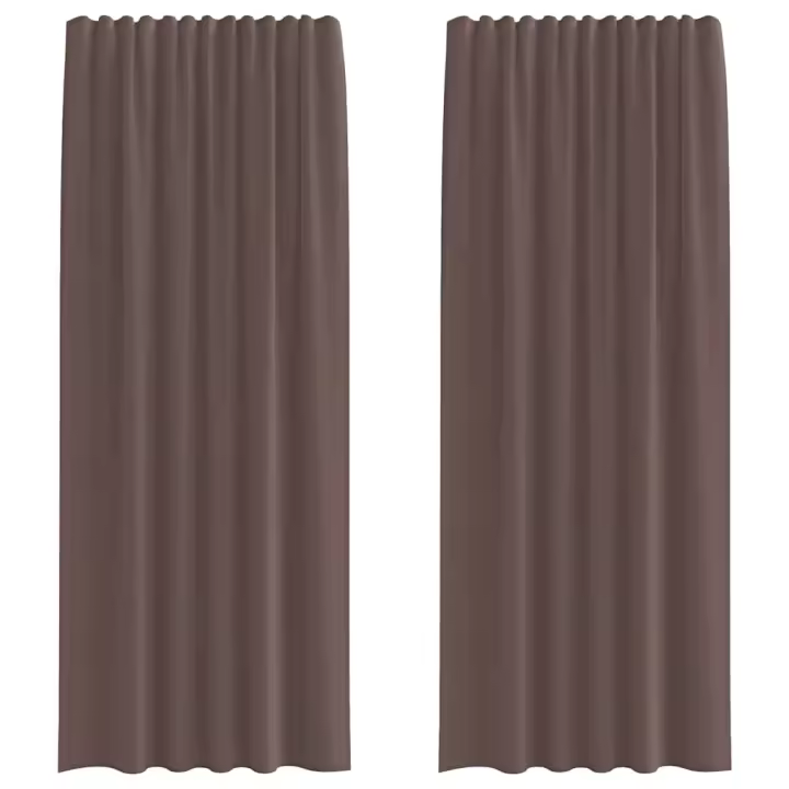 vidaXL Cortinas de gasa con bolsillos para varillas 2 uds. marrón - 1