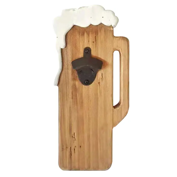CAPRILO REGALOS & DECORACIÓN Abridor Botellas Pared de Madera y Metal "Jarra Cerveza". Cuadros y Apliques. Adornos. Destapadores. Regalos Originales. Decoración Hogar. 17 x 4 x 36 cm - 1
