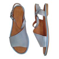 SHADDY_SANDALIA PLANA EN PIEL NAPA AZUL, DE PANA ANCHA Y HEBILLA - details 0