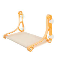 Cama Colgante Para Mascotas Lindo Y Cómodo Soporta Hasta 22.5kg Asiento De Ventana Para Gatos Hamaca De Algodón Transpirable Tamaño 55x32.5x33.3cm Azul/Oro - details 1