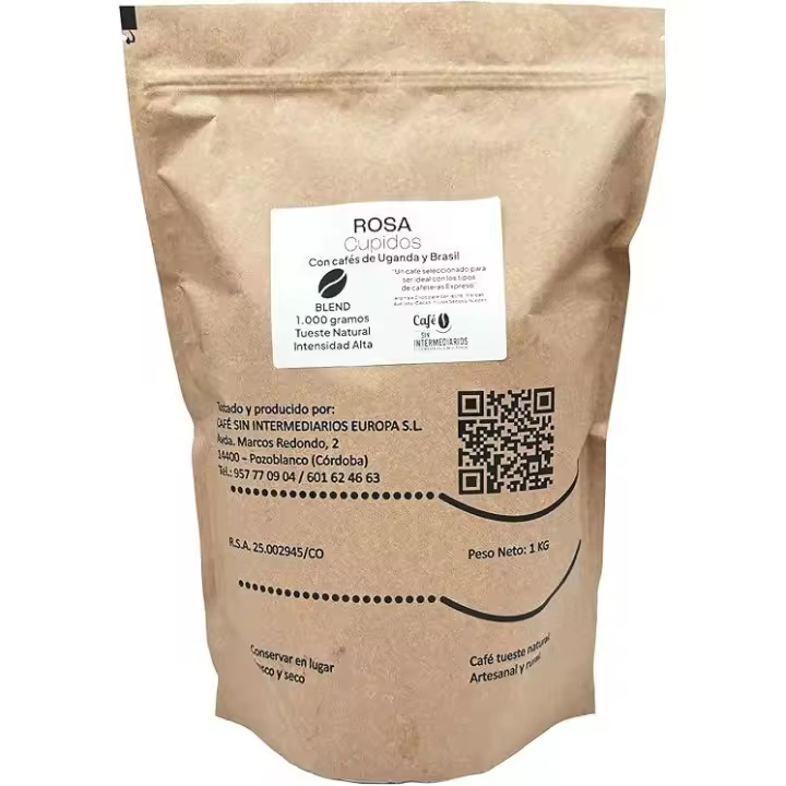 CAFE SIN INTERMEDIARIOS - Rosa - Café mezcla India y Brasil - Tostado Semanal - Envasado al envío - Intensidad alta - Café Solo - 1