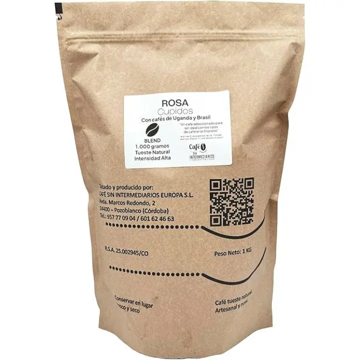 CAFE SIN INTERMEDIARIOS - Rosa - Café mezcla India y Brasil - Tostado Semanal - Envasado al envío - Intensidad alta - Café Solo - 1