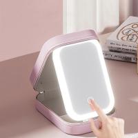 Maquillaje caja de almacenamiento con espejo de luz LED portátil de viaje maquillaje cosméticos joyería caja de almacenamiento táctil organizador de almacenamiento - details 1