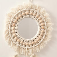 Espejos de pared de macramé hechos a mano que cuelgan con flecos para Apartamento, Sala de estar, Dormitory, Dormitory, Espejo de pared Moderno para decoración del Hogar - details 1