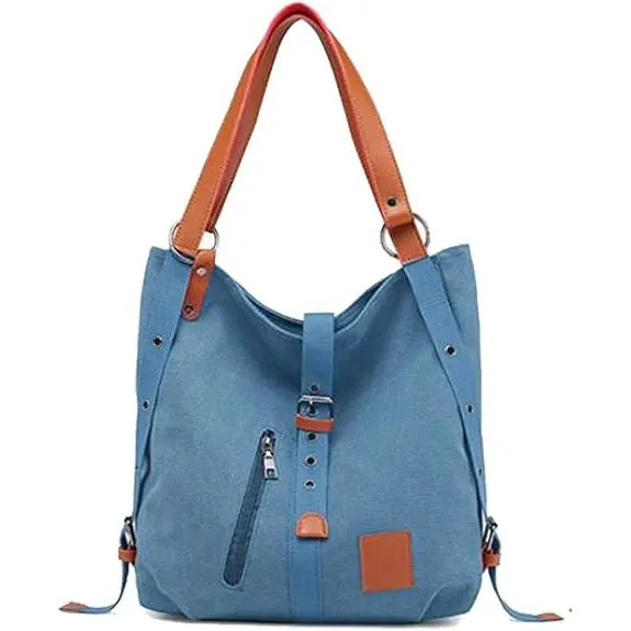 Bolsos de lona de las mujeres Hobo Bolsa Multi-Bolsillo de algodón Hombro Shopper Bolsas Totes Casual Top Handle Monederos - 1