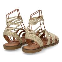 Sandalia mujer cómoda verano con cordones al tobillo dorado - Chanclas romas mujer cómodas - details 3
