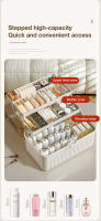 Organizador De Maquillaje 3 Estantes Caja Anti-Polvo Grande Capacidad Para Cosméticos Skincare Labiales Sombras Medicina - details 4