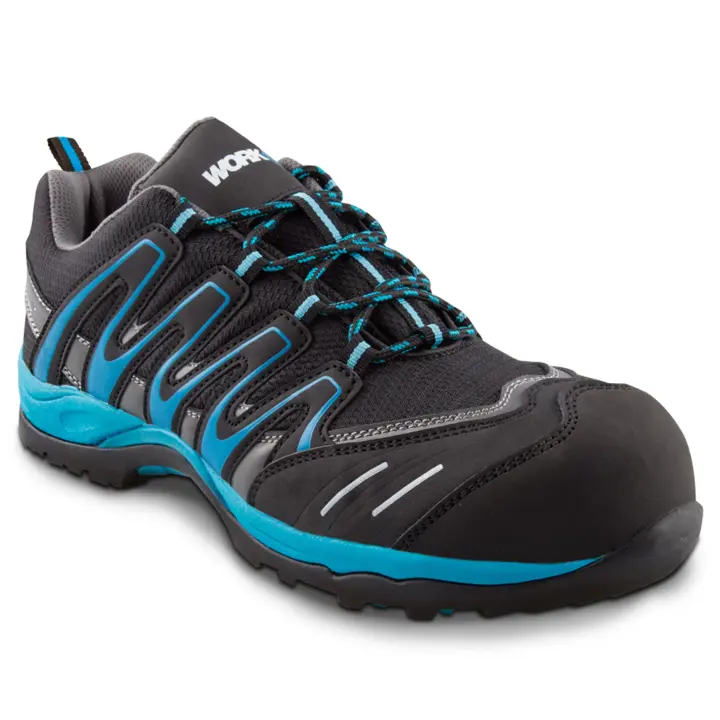 Zapato de seguridad ESD Workfit Trail negro y azul. Calzado laboral ligero y cómodo - 1