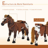 HOMCOM Caballo de Juguete Niños Mayores de 3 años con Silla y Sonidos Pilas Incluidas (Marron) - details 4