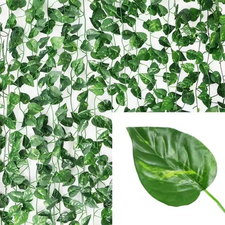 Guirnalda De Hojas De Iva Artificial 4.4/11M Para Exterior Decoración De Jardín Muralla Boda Fiesta Casa Material Seda - 1