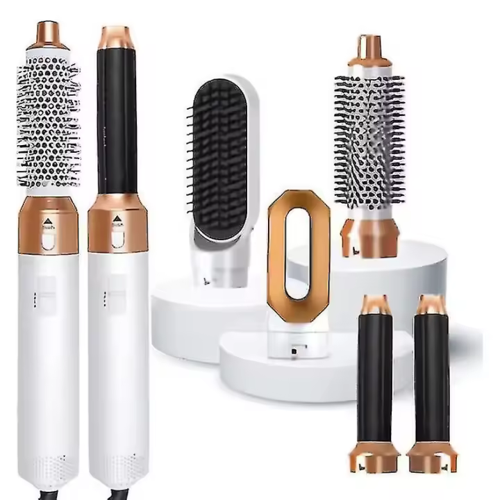 5 En 1 pelo Styler,airwrap Aire Styler con Aire Caliente Melo secador de pelo, Tensor Envoltura (Gold Blanco) - 1