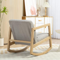 HOMCOM Mecedora Tapizada en Borreguito Silla Mecedora con Patas de Madera de Caucho y Reposabrazos Mecedora para Lactancia Carga 150 kg para Dormitorio Salón Gris - details 3