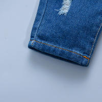 Pantalones De Mezclilla Para Niños Con Agujeros Estilo Casual Y Cómodo Denim Suave Para Niñas Y Niños De 1-3 Años Cierre Elástico - details 6