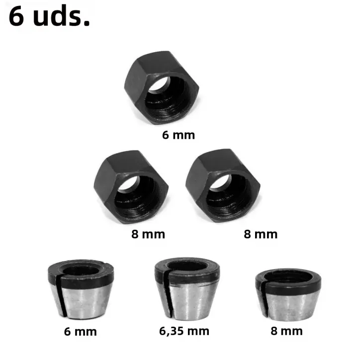 Adaptador De Collet De Fresa 6/6.35/8mm Accesorios Para Router Herramienta Para Máquina De Grabado Material De Acero Al Carbono Tamaños 6mm 6.35mm 8mm - 1