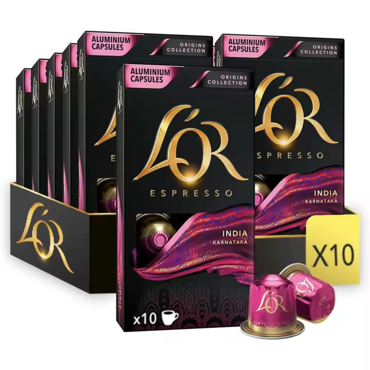 Pack de 10 - L'Or Espresso Café India Intensidad 10  10 cajas x 10 cápsulas (100 cápsulas) compatible con Nespresso - 1
