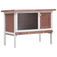 vidaXL Conejera de Exterior de Madera 1 Planta Casa Conejos Jaula de Mascotas Color Gris,  Latón,  Marrón y mas - details 2